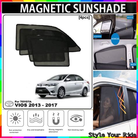 Magnetic Sun Shade Toyota Vios 2013 2017 4pcs Shopee Philippines