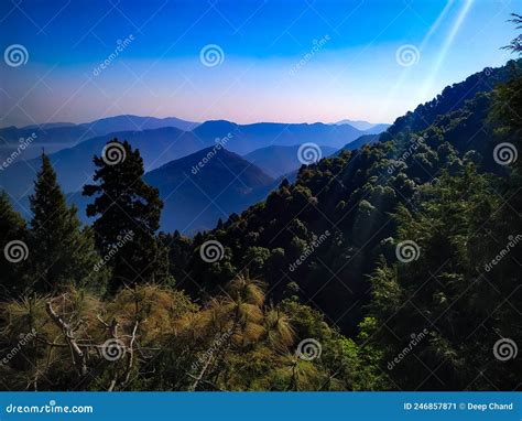 Beautiful Sunrise Sky in the Mountains with Trees Stock Image - Image ...