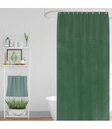 Rideau De Douche Classique Tissu Jacquard Uni Vert