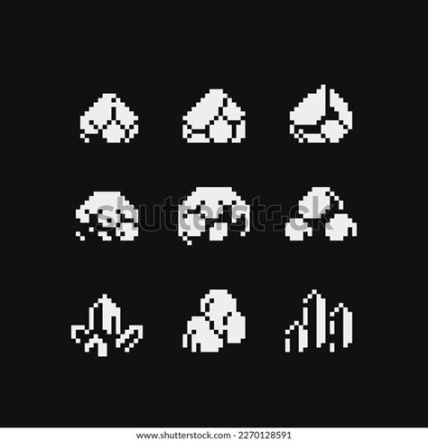 Precious Stone Pixel Art Icons Set Stock Vector Royalty Free