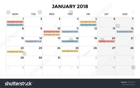 Calendar Infographic Table Chart Presentation Chart Stock Vector ...