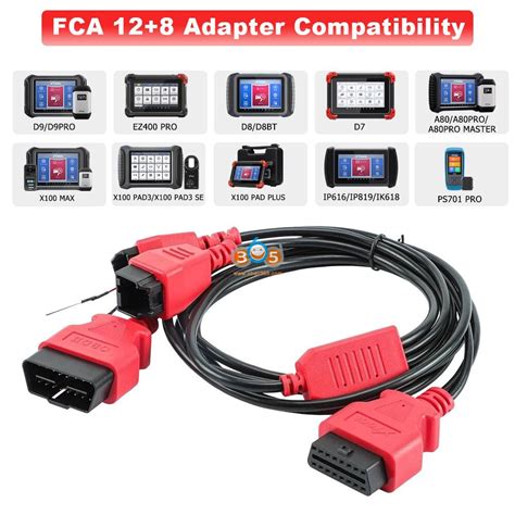 Xtool Chrysler Dodge Jeep FCA 12 8 2 Bypass Cable For PAD2 PAD3 Elite