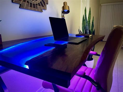 Ergo LED Desk Custom Handmade Designer River Desk Black Walnut - Etsy