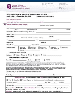 Fillable Online Acfas Surgical Resident Member Application Fax