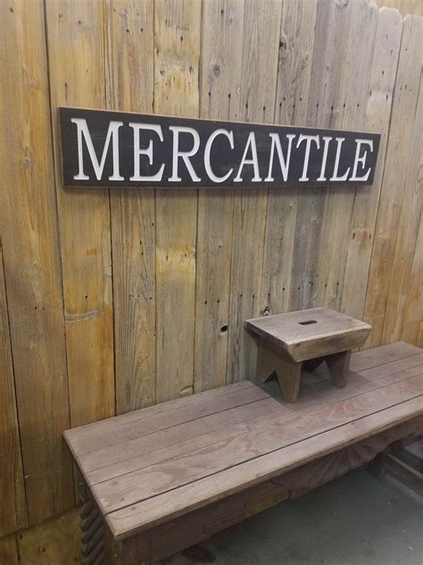 Mercantile Sign Farmhouse Carved Rustic Wood Vintage Store Etsy