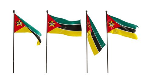 Premium Photo | 3D flags of Mozambique of 4 types Flag Mozambique white ...