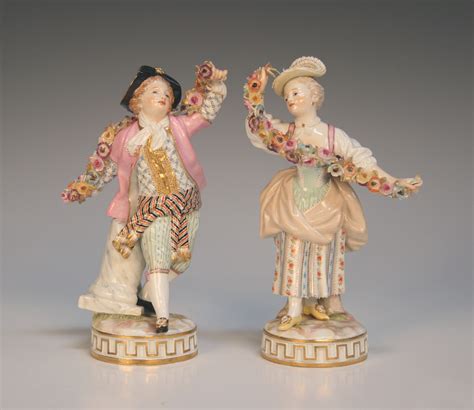 A Pair Of Meissen Porcelain Figures Late 19th Century Modelled As A