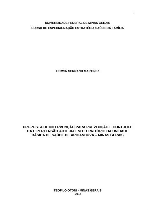 Pdf Proposta De Interven O Para Preven O E Em O Povoado