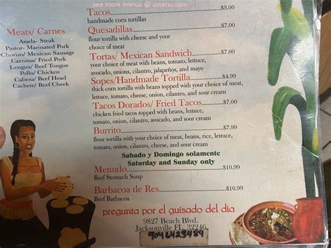 Online Menu Of La Michoacana Restaurant Jacksonville Florida 32246