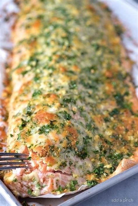 Baked Salmon Recipe With Parmesan Herb Crust Add A Pinch