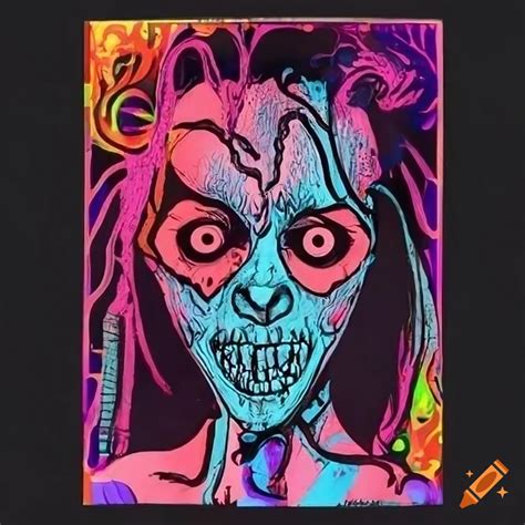 S Psychedelic Neon Zombie Portrait Inspired By Surreal Pop Culture