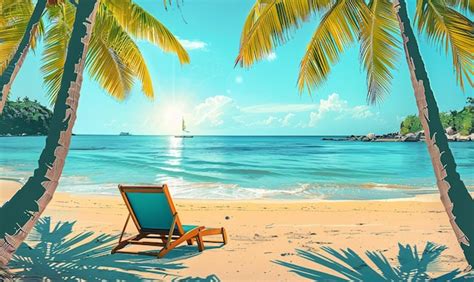 Premium Photo A Sun Lounger On The Beach Under Palm Treesrelaxation