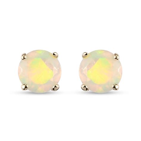 Natürliche äthiopische Opal Ohrstecker 375 Gelbgold ca 0 34 ct SHOPLC