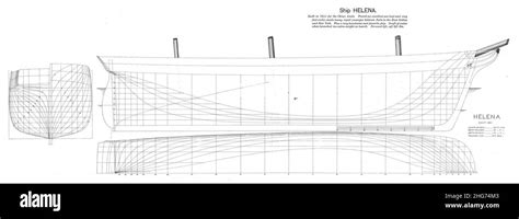 Ship Helena 1841 Body Plan Sheer Plan And Half Breadth Plan Stock