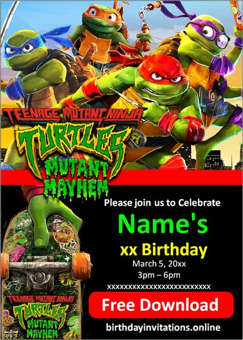 Ninja Turtles Birthday Invitations Birthday Invitations