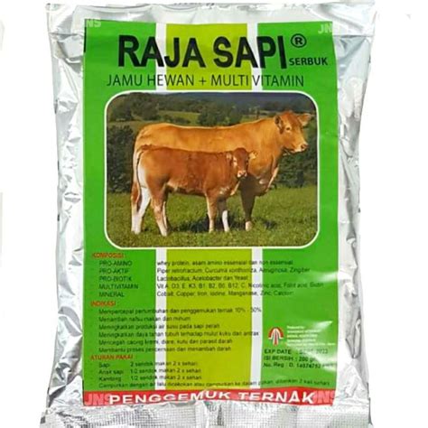 Jual RAJA SAPI SERBUK Jamu Hewan Multivitamin Penggemuk Ternak 200 Gr