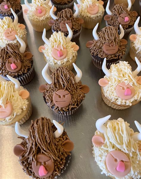 Edible Highland Cow Cupcake Toppers One Dozen Fondant Etsy