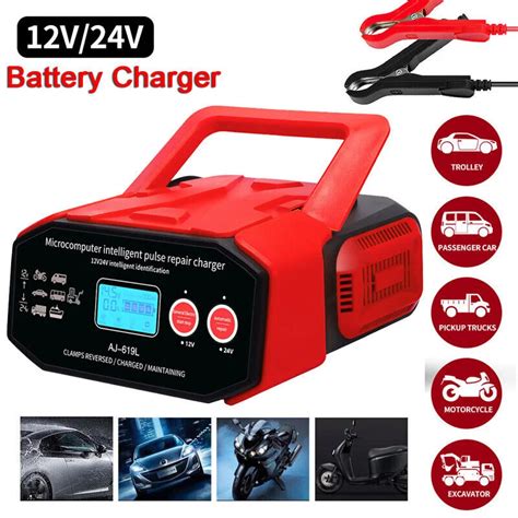 Car Battery Charger High Power 400w Led Display Quick Charge 12v 24v Smart Pulse Repair For Car