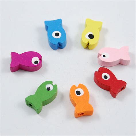 50 Pcs Bambus Kind Fisch Anhänger Farbperlen Kinder Basteln eBay