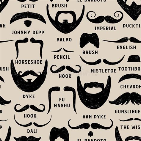 Vector Seamless Pattern With Beards And Mustaches Hand Drawn