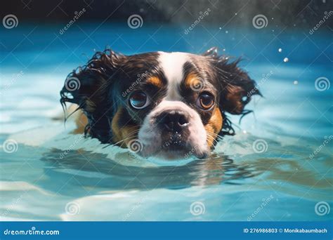 Funny Dog Swimming in Water. Generative AI Stock Illustration ...