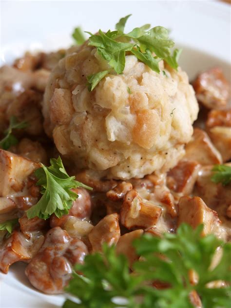 Austrian Bread Dumplings With Chanterelle Sauce — Cooking Like A Fox