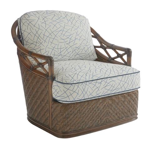 Tommy Bahama Home Bali Hai Diamond Cove Swivel Chair In Blue And