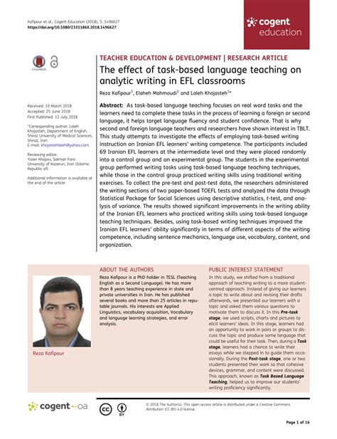 (PDF) The effect of task-based language teaching on analytic writing in ...