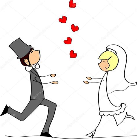 Wedding Cartoon Bride And Groom — Stock Vector © Virinaflora 13881197