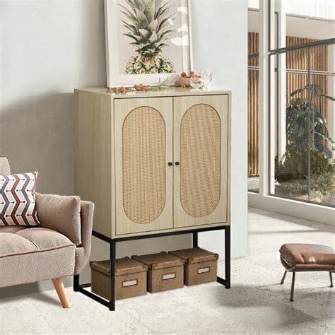 Awqm Rattan Sideboard Buffet Cabinet Set Of Storage Cabinet Cupboard