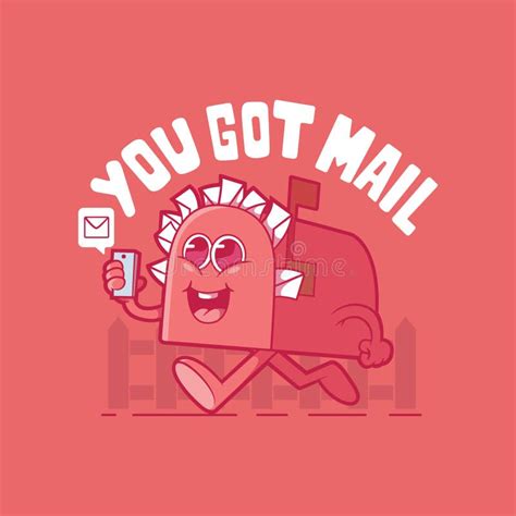 mailbox character checking email vector illustration stock vector