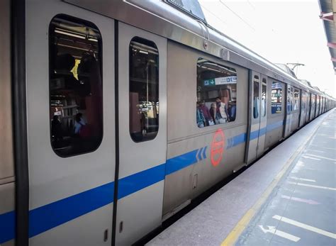 New Delhi, India, May 12 2024 - Delhi Metro train arriving at ...