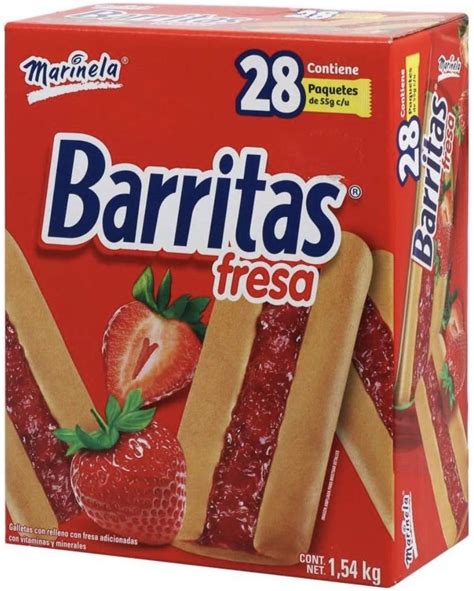 Genérico Galletas Barritas Marinela Sabor Fresa 28 Paquetes de 55 g