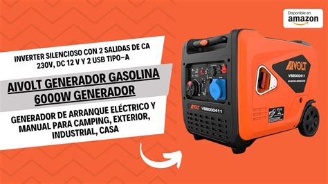 AIVOLT Generador Gasolina 6000W Generador Inverter Silencioso Con 2