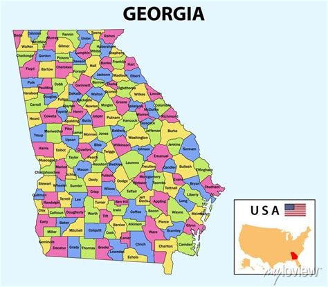 Georgia map. district map of georgia. district map of georgia posters ...