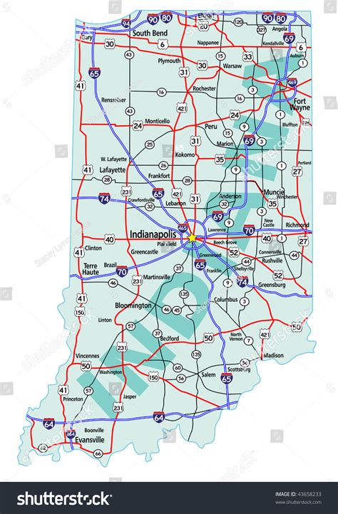 Indiana State Road Map With Interstates Us Highways And State Roads