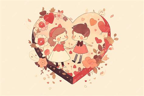 Premium Photo | Anime couple inside abstract heart illustration ...