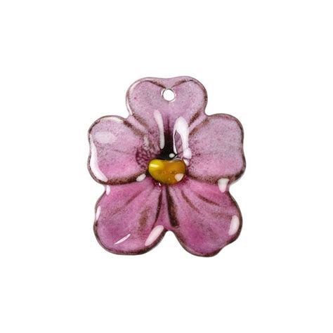 Pendant Small Pansy Flower 29x25mm Enameled Brass Raspberry Pink By Gardanne Beads 1 Piece