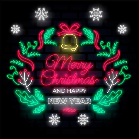 Free Vector Neon Merry Christmas Concept