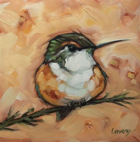 Hummingbird Painting 5x5 Original Impressionistic Oil Painting Of A