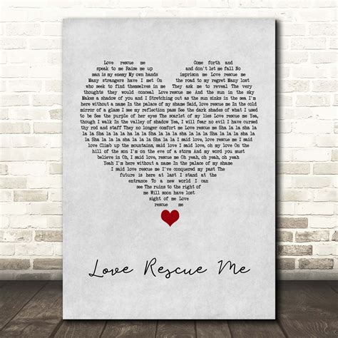 U2 Love Rescue Me Grey Heart Song Lyric Print Uk