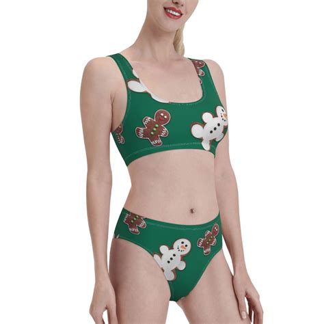 Matuu Gingerbread Snowman Cookies For Women S High Waist Bikini Set