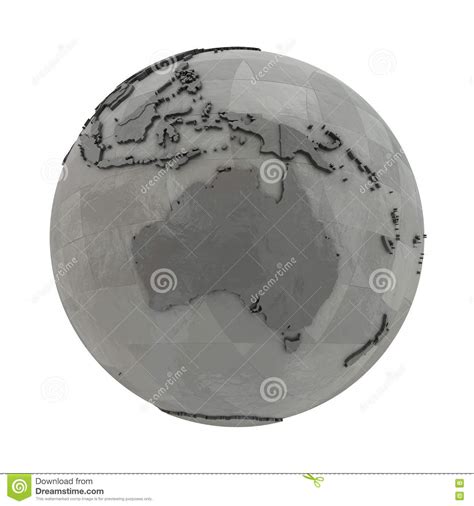 Australia On Metallic Planet Earth Stock Illustration Illustration Of