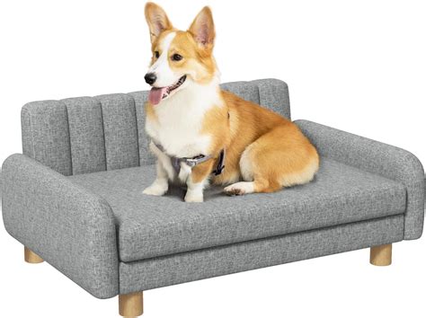 Pawhut Hundesofa Mit Weichem Bezug Haustiersofa Mit Holzbeinen