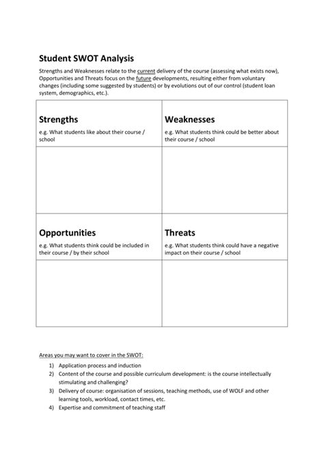 Swot Analysis Example For Students Swot Analysis Swot Analysis Images