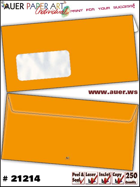 Briefumschl Ge Mit Fenster Orange Din Lang Auer Paper