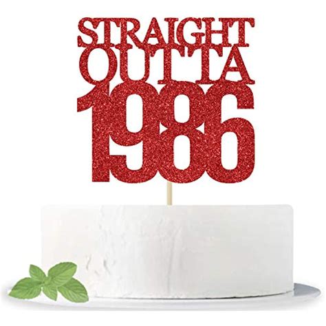 Red Glitter Straight Outta 1986 Cake Topper Cheer To 36 Years 36