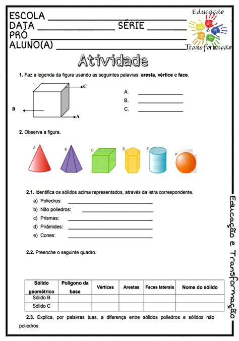 Solidos Geometricos 4 Ano - Atividades De Solidos Geometricos 4 Ano - NAZAEDU