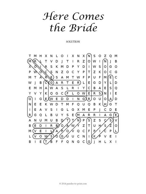 Wedding Word Search