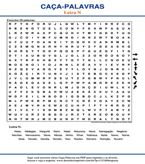 Caça Palavras da Letra N para imprimir Desenhos Imprimir